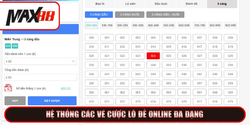 Hệ thống các vé cược lô đề online đa dạng