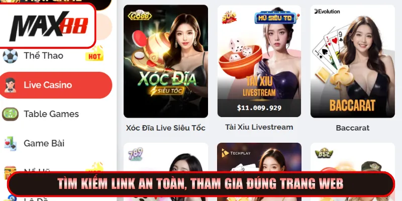 Tìm kiếm link an toàn, tham gia đúng trang web
